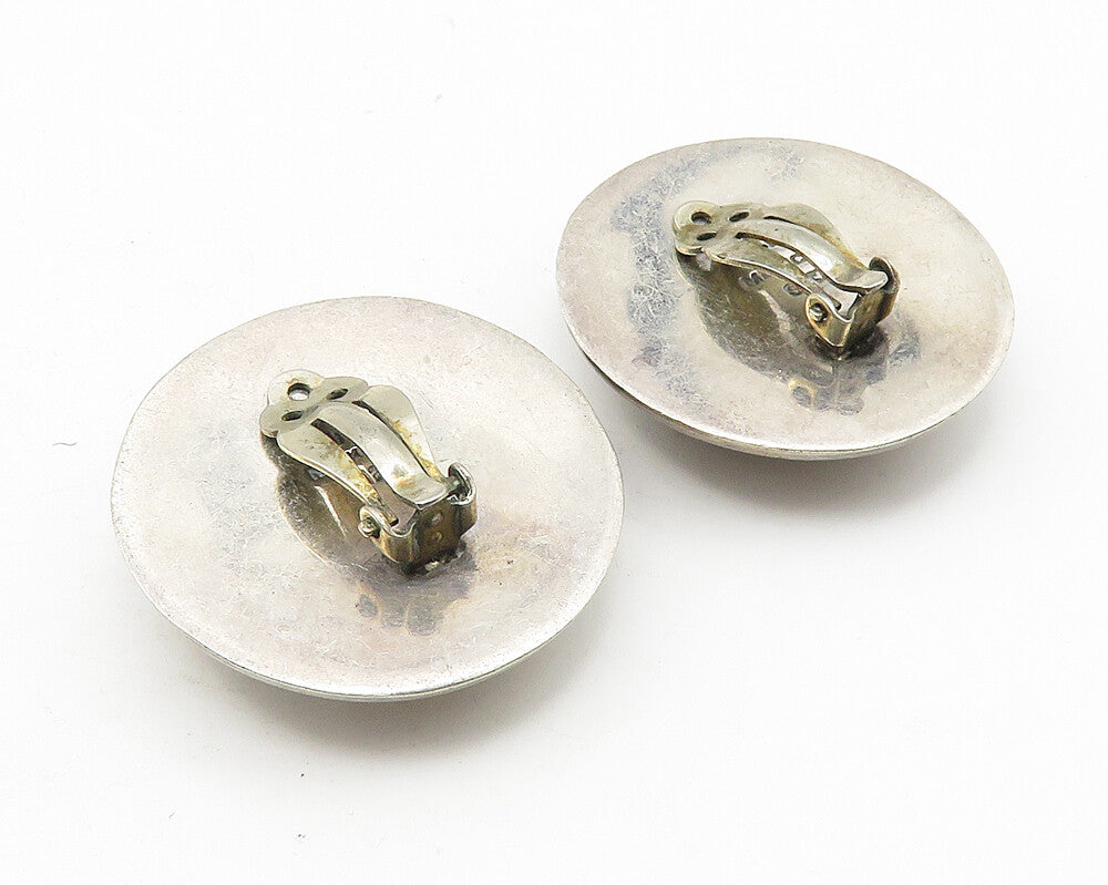 MEXICO 925 Sterling Silver   Vintage Black Onyx Non Pierce Earrings  EG5736
