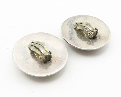 MEXICO 925 Sterling Silver   Vintage Black Onyx Non Pierce Earrings  EG5736