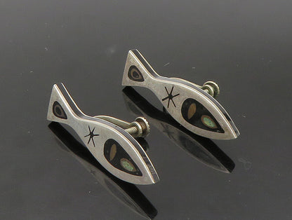 HAB MEXICO 925 Silver   Vintage Turquoise Fish Non Pierce Earrings  EG11569