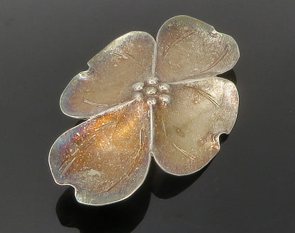 STUART NYE 925 Sterling Silver  Vintage Dark Tone Flower Brooch Pin  BP4808