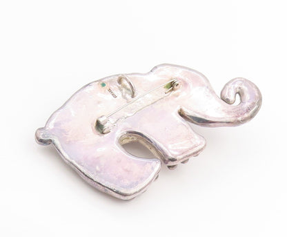 925 Sterling Silver Vintage Brooch ISRAEL Large Figural Lucky Elephant  BP11963
