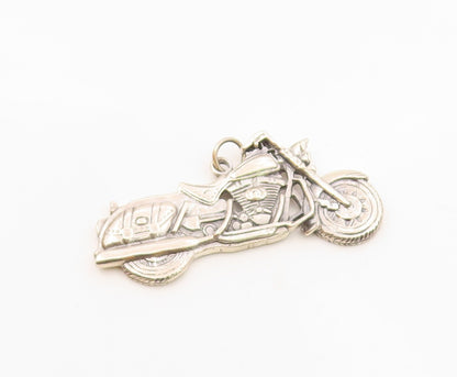 925 Sterling Silver   Vintage Shiny Motorcycle Drop Pendant  PT18252