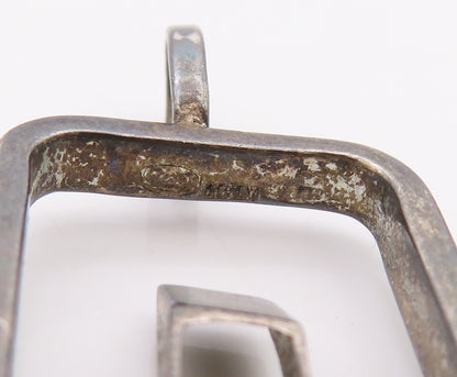 925 Sterling Silver Vintage Pendant Cutout Designer Cubical Cross  PT23529