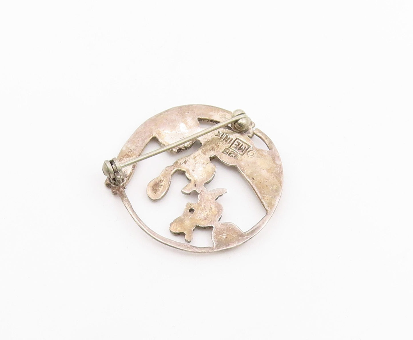 MEINK 925 Sterling Silver  Vintage Dark Tone Thank A Teacher Brooch Pin BP3311