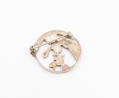 MEINK 925 Sterling Silver  Vintage Dark Tone Thank A Teacher Brooch Pin BP3311