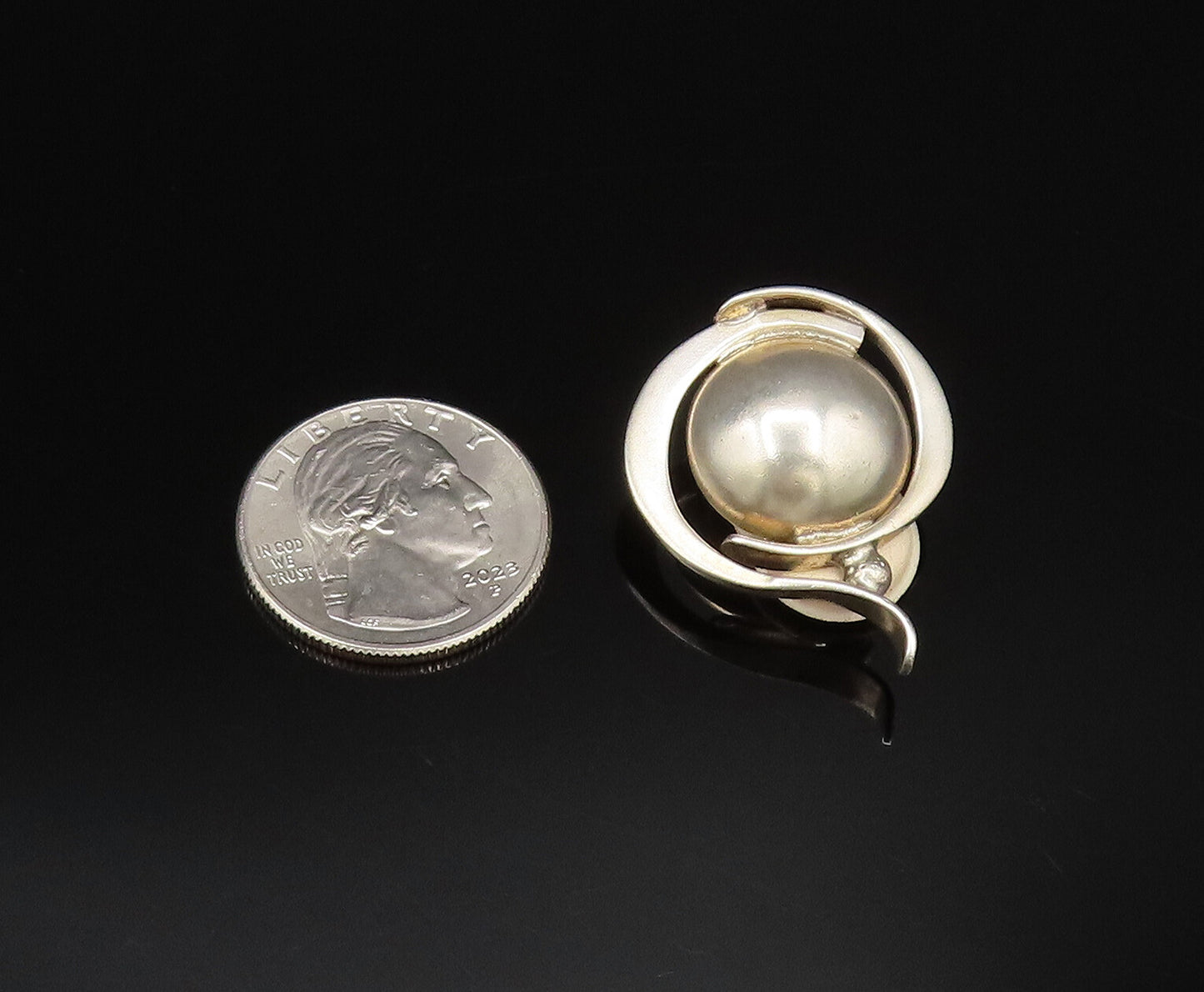 SAMI ZILKA 925 Silver  Vintage Wrapped Bead Dome Non Pierced Earrings  EG12090