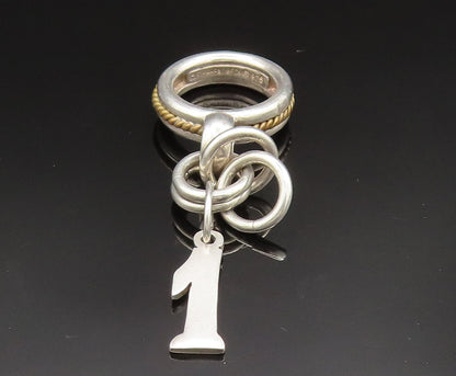 STEPHEN DWECK 925 Silver  Vintage Two Tone Rope Twist Charm Ring Sz 6  RG24879