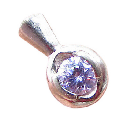 925 Sterling Silver  Round Cut Faceted White Cubic Zirconia Pendant  PT1521