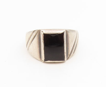 925 Sterling Silver Vintage Ring Rectangular Onyx Signet Band  Sz 12.5  RG35047