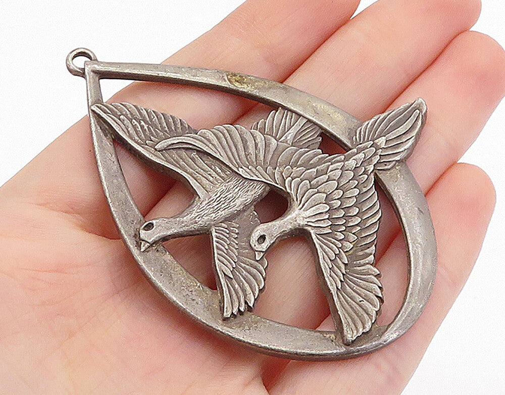 WALLACE 925 Sterling Silver  Vintage Peace On Earth 1972 Birds Pendant  PT4502