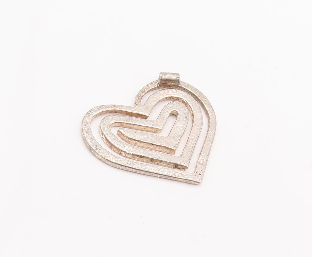 925 Sterling Silver Vintage Pendant Cutout Spiral Love Heart PT23434