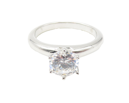 925 Sterling Silver  Prong Set Cubic Zirconia Solitaire Ring Sz 5  RG11344