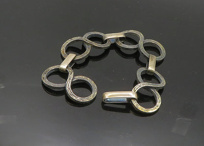 DESIGNER 925 Silver  Vintage Dark Tone Infinity Link Chain Bracelet  BT8226