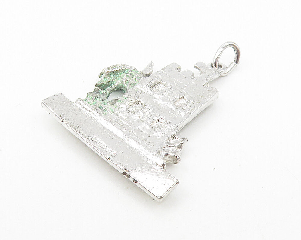 925 Sterling Silver  Vintage Shiny Virgin Islands Palm Trees Pendant  PT9043