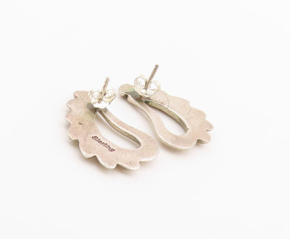 925 Sterling Silver Vintage Earrings Modernist Fluted Open Teardrops  EG14413