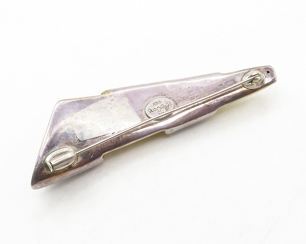 ALEN DIONE RENGAY 925 Silver  Vintage 2 Tone Hollow Design Brooch Pin  BP5017