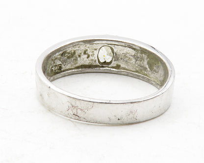 925 Sterling Silver  Topaz Two Tone Love Hearts Shiny Band Ring Sz 7  RG12327