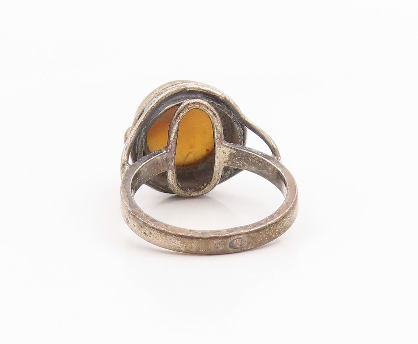 925 Sterling Silver Vintage Ring POLAND Cabochon Gemstone Band  Sz 5.5  RG35456