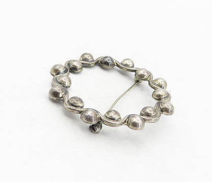 MEXICO 925 Sterling Silver  Vintage Dark Tone Swirl Domes Brooch Pin  BP3159