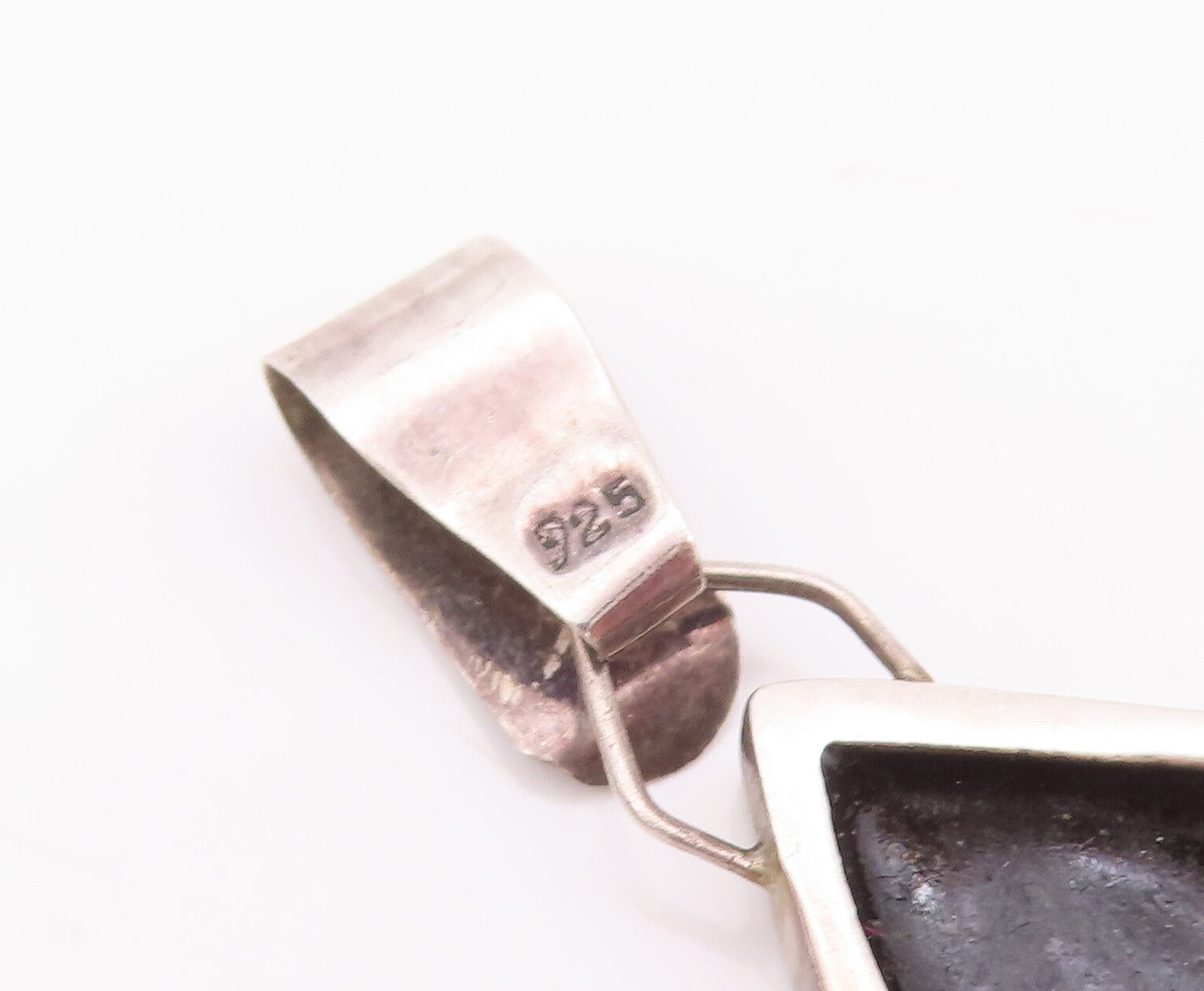 925 Sterling Silver Vintage Pendant Geometrical Shapes Cutout Inlay Onyx PT22840