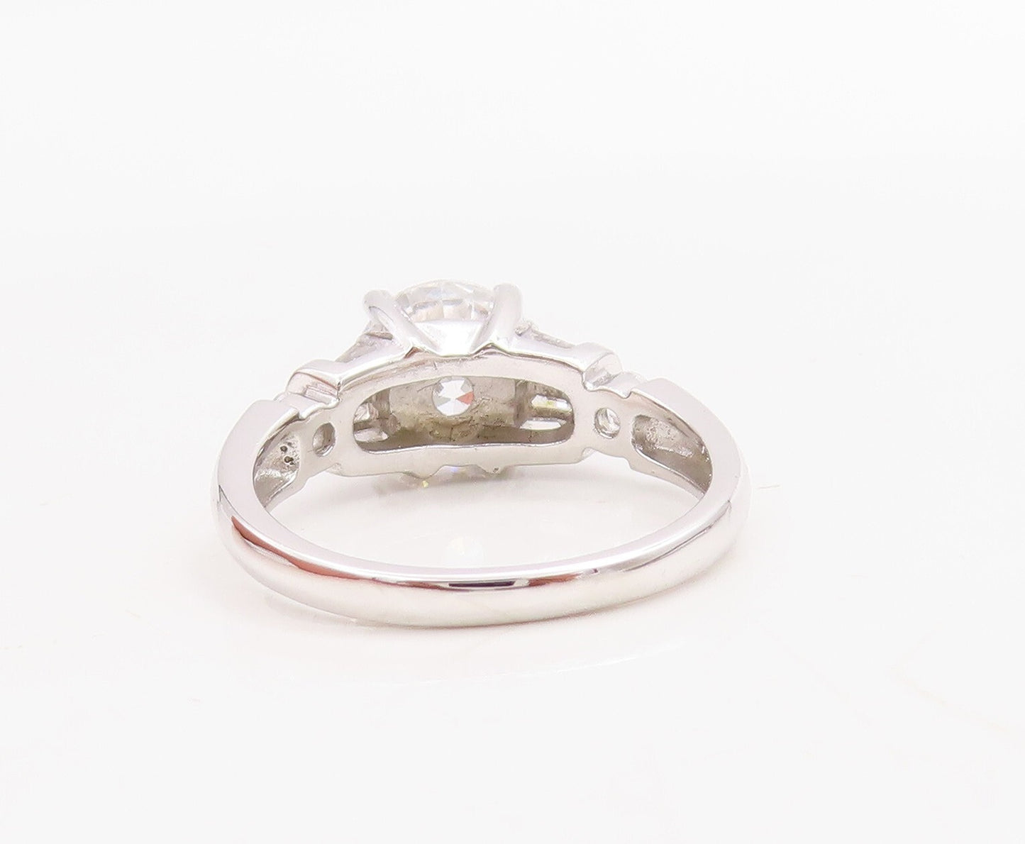 925 Sterling Silver Vintage Ring Designer Round & Rectangle Cut CZ Sz 7  RG30740