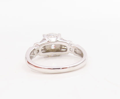 925 Sterling Silver Vintage Ring Designer Round & Rectangle Cut CZ Sz 7  RG30740