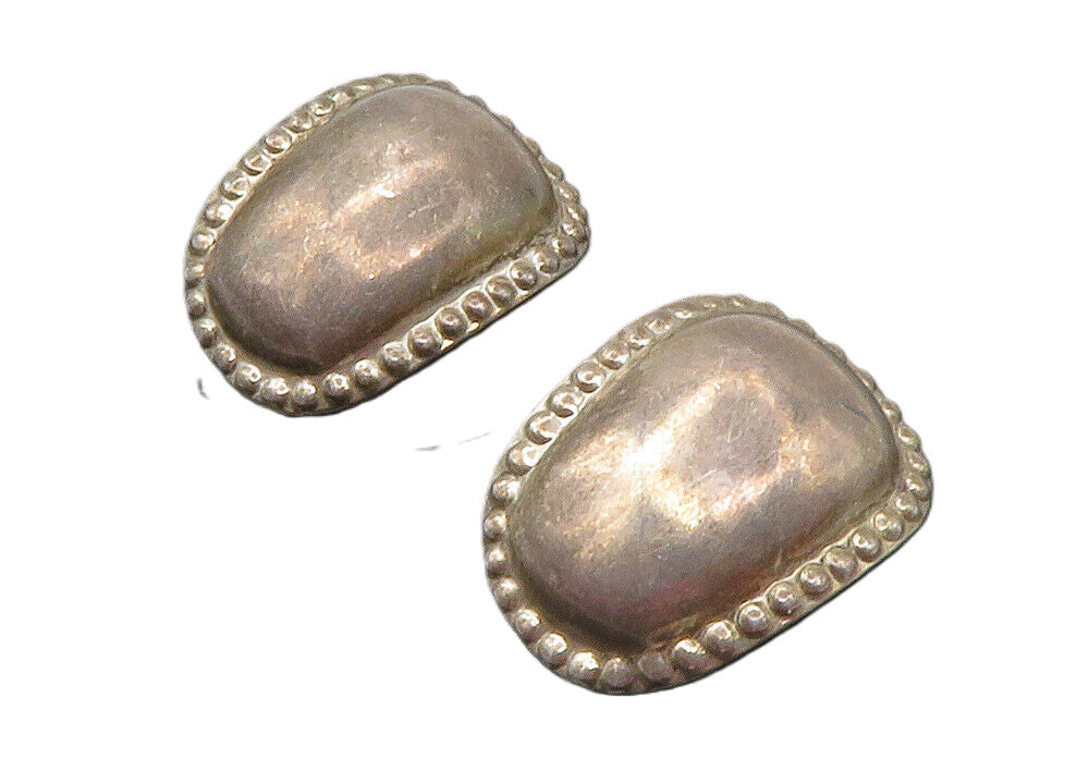 925 Sterling Silver  Vintage Dark Tone Bubble Trim Non Pierce Earrings  EG6416