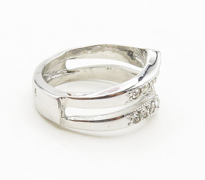 CLARK & COOMBS 925 Silver  Cubic Zirconia Pointed Split Band Ring Sz 7 RG15777
