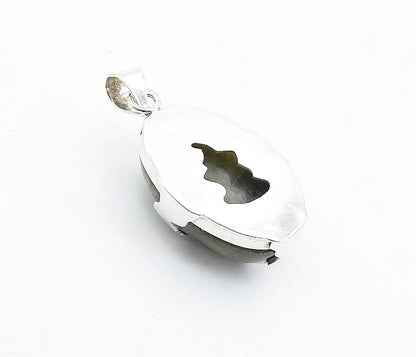 925 Sterling Silver  Vintage Cabochon Cut Moonstone Shiny Drop Pendant  PT3367