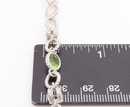 925 Sterling Silver Vintage Bracelet JUDITH RIPKA Multi Gemstone Chain  BT12224
