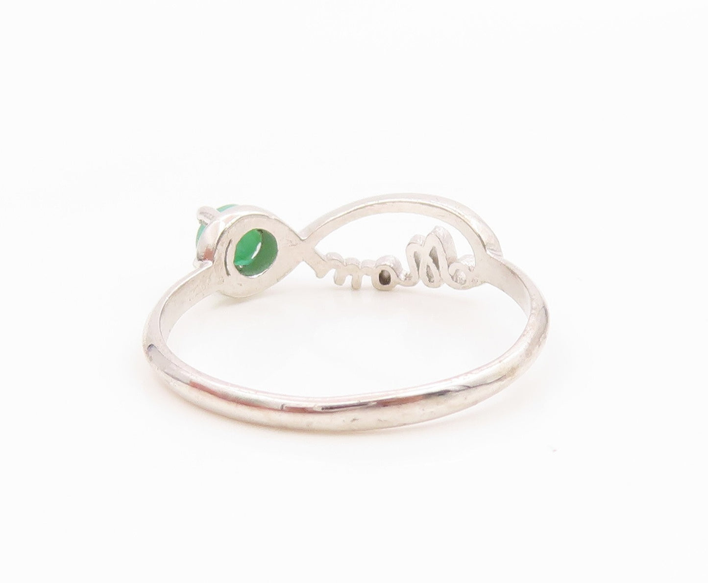 925 Sterling Silver Vintage Ring Emerald Mom Infinity Love Band  Sz 9  RG36149