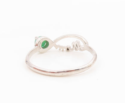 925 Sterling Silver Vintage Ring Emerald Mom Infinity Love Band  Sz 9  RG36149