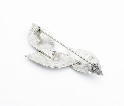 925 Sterling Silver  Vintage Antique Etched Floral Leaves Brooch Pin  BP1287
