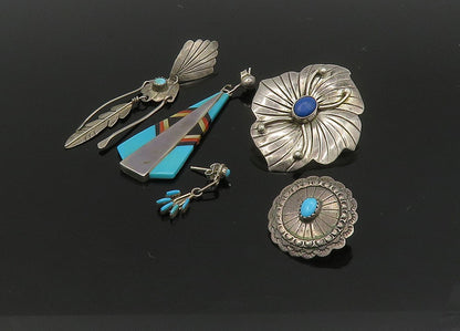 ZUNI NAVAJO 925 Sterling Silver Vintage Multi Stone Lot Single Earrings EG11225