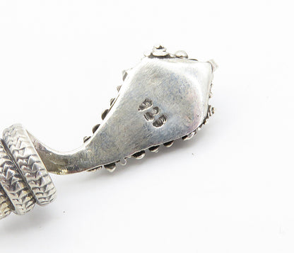 925 Sterling Silver  Vintage Blue Topaz Snake Head Motif Drop Earrings  EG2923