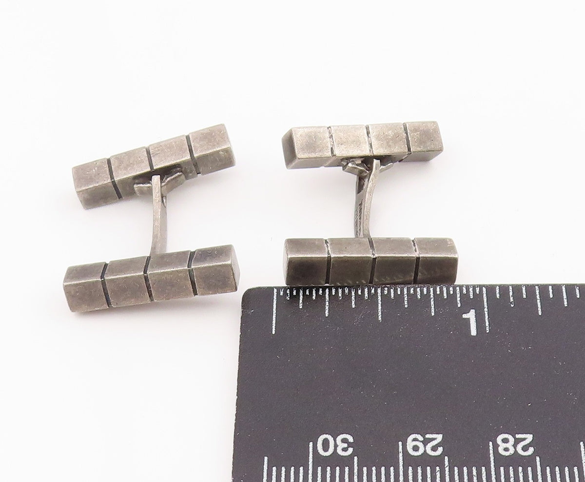 925 Sterling Silver Vintage Cufflinks DENMARK Modernist Geometric Blocks  TR4148