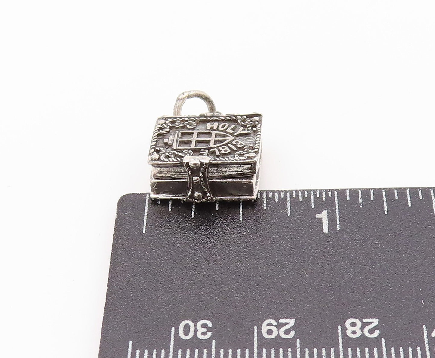 925 Sterling Silver Vintage Pendant Religious Holy Bible (OPENS) PT24070
