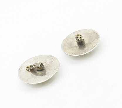 925 Sterling Silver  Vintage Round Hollow Dome Non Pierce Earrings  EG8619