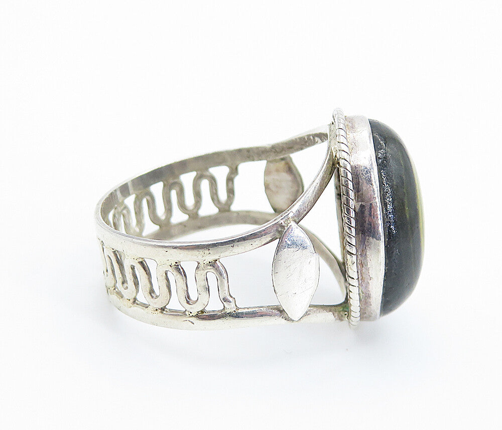 925 Sterling Silver  Cabochon Cut Agate Swirl Band Cocktail Ring Sz 8  RG8147