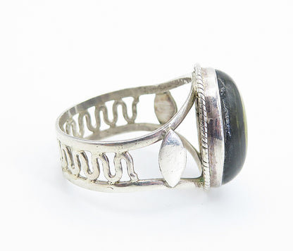 925 Sterling Silver  Cabochon Cut Agate Swirl Band Cocktail Ring Sz 8  RG8147