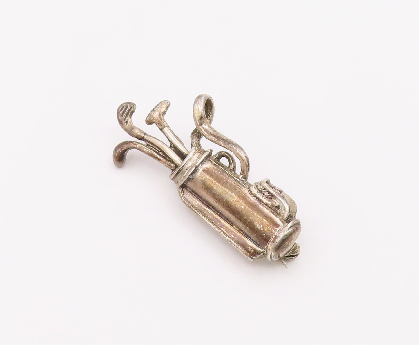 MEXICO 925 Silver  Vintage Bag Of Golf Clubs Sports Motif Brooch Pin  BP8905