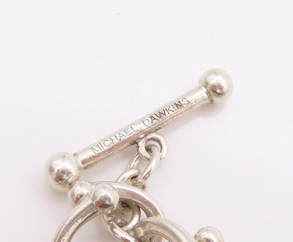 925 Sterling Silver Vintage Necklace MICHAEL DAWKINS Oval Link Chain   NE4640