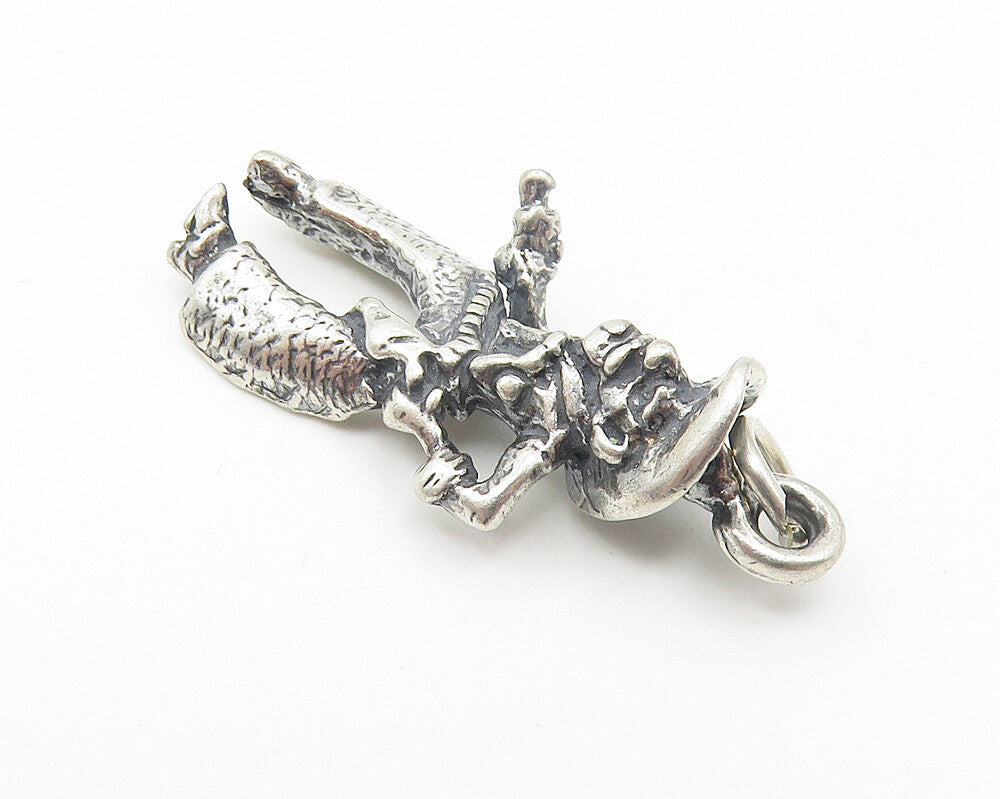 925 Sterling Silver  Vintage Petite Oxidized Cowboy Figure Drop Pendant PT8694