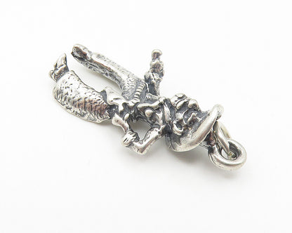 925 Sterling Silver  Vintage Petite Oxidized Cowboy Figure Drop Pendant PT8694