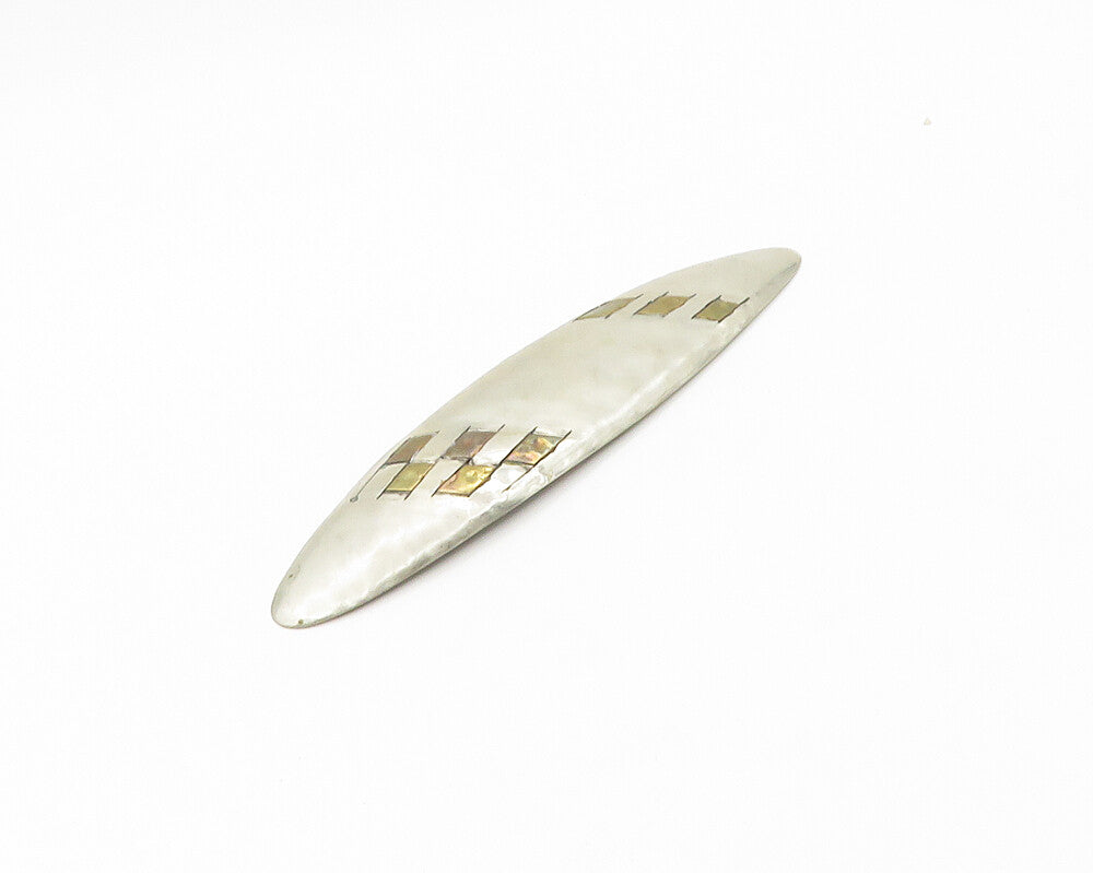 925 Sterling Silver  Vintage Modernist Two Tone Pattern Brooch Pin  BP7237