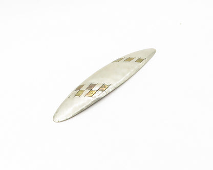 925 Sterling Silver  Vintage Modernist Two Tone Pattern Brooch Pin  BP7237