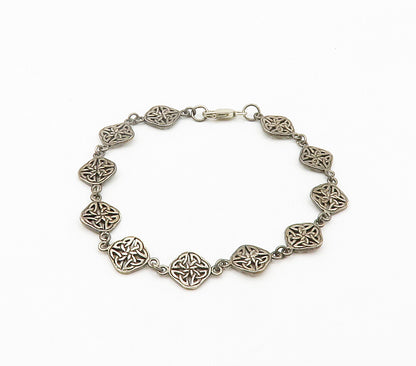 PETER STONE 925 Sterling Silver  Vintage Celtic Knot Chain Bracelet  BT6503