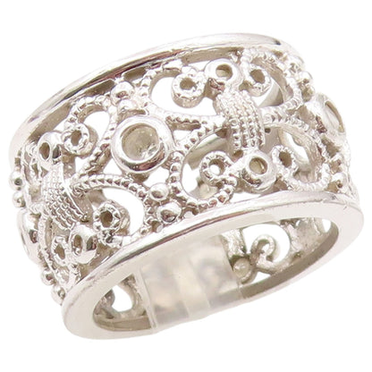 925 Sterling Silver Vintage Ring CZ Open Scrollwork Wide Band  Sz 7  RG36551