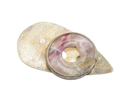 DESIGNER 925 Sterling Silver  Vintage Quartz Etched Pointed Brooch Pin  BP4939