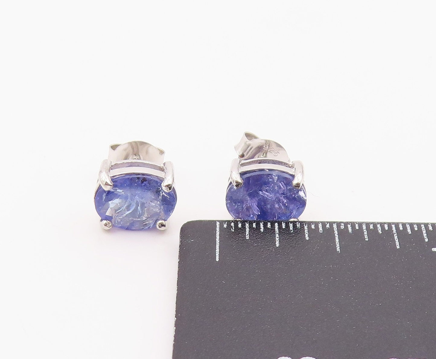 925 Sterling Silver Vintage Earrings Elegant Oval Cut Tanzanite Stud  EG14361